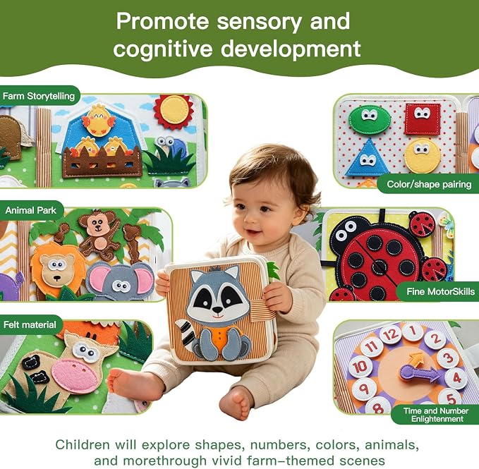 Busy Books for Toddlers 1-3, Montessori Toys, Sensory Activity Busy Boards | Toddler Toys, Felt Busy Books, Travel Toys for Boys and Girls, Gifts for Toddlers, Early Education Toys