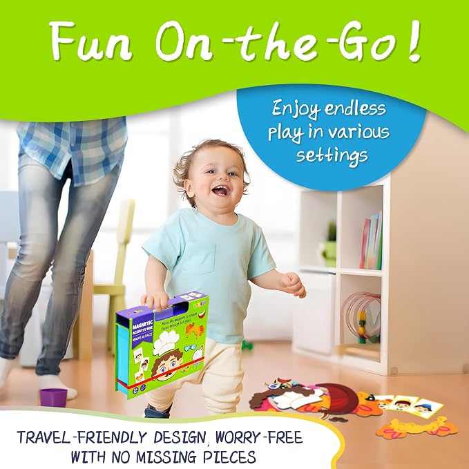 Magnetic Puzzles for Kids- Educational Magnetic Book, Crazy Face Dress-Up Game & Preschool Toddler Learning Activities, Travel-Friendly STEM Toy, Fun Fridge Magnets for Toddlers 1-3 3-12