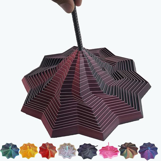 3D Printed Expanded Sensory Fidget Star - 2025 Sensory Fidget Star with Handle, Multi-Colored Whirling Spiral 3D Fidget Toy, Multiple Ways to Play for Adult Relieving Stress (Black Red,3.15in)