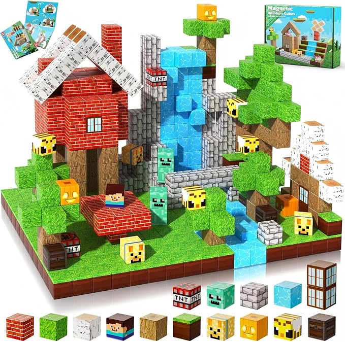 Annexfun Magnetic Blocks-100PCS Magnetic Building Blocks, Magnetic Tiles Kids Build Cubes STEM Game Toys, Christmas Birthday Gifts for Boys & Girls Ages 3+