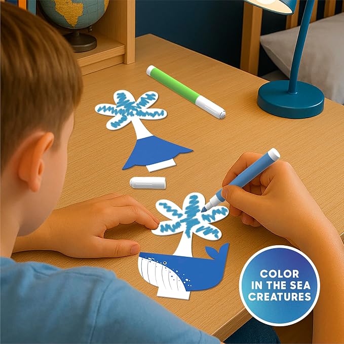 Discovery™ Deep Sea Crystal Grow Kit – 32-Piece STEM Chemistry Lab for Kids| Grow Colorful Crystals on 8 Sea Creatures| Educational Craft Kit with Art Supplies| DIY Science Activity Set Gift| Ages 8+