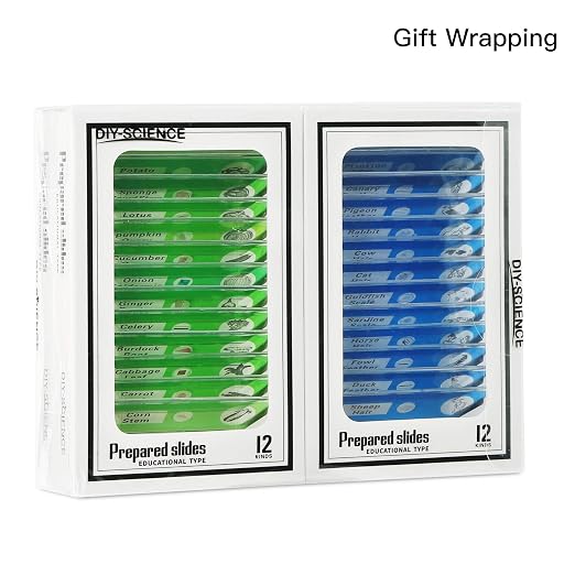 48 Prepared Microscope Slides Set of Animals Insects Plants Flowers, Biological Learning Resource Specimens for Kids Beginner Classroom Basic Science Education