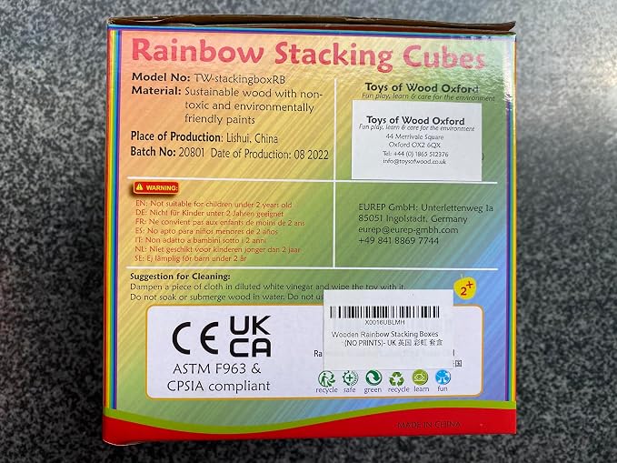 TOWO Wooden Stacking Boxes, Rainbow Nesting Sorting Cups for Toddlers | Rainbow wooden stacking cubes support color sorting, nesting and early learning; Montessori toy for toddlers age 2+