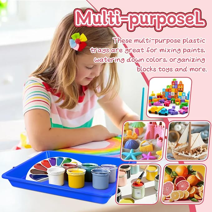 Weoxpr 15 Pcs Multicolor Plastic Art Trays, Sensory Bin Tools for Kids, Paint Serving Tray Play,Tuff Tray Set for Classroom and Home Crafts, DIY Projects, Painting, Beads, Organizing Supply
