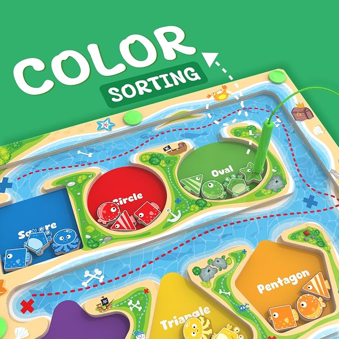 MTYOKILN Magnetic Color & Shape Maze - Montessori Toys for 3 4 5 Year Old | Color and Shape Sorting Toy, Montessori Toys for Kids Boys Girls Gifts Ages 3+, Preschool Learning Activities