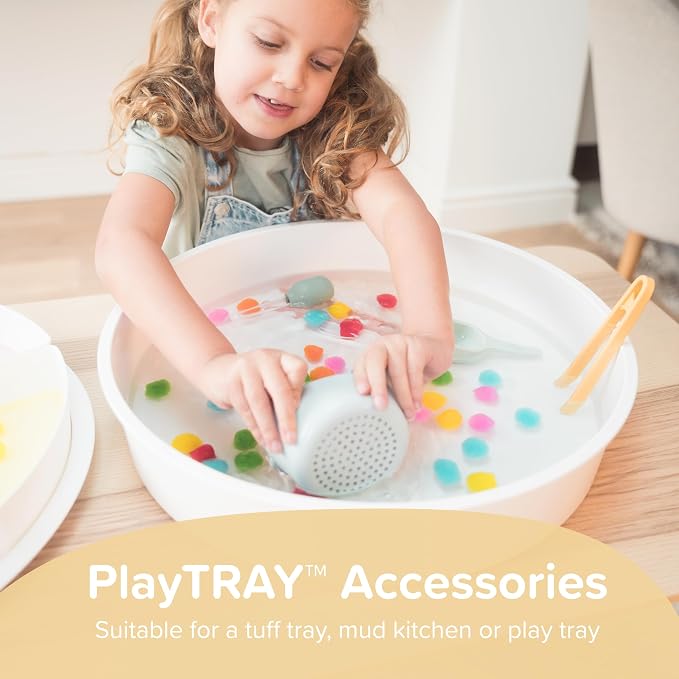 3 x Silicone Coral Nesting Bowls for Kids Plus Water and Sand Sieve | Kids Bowls Sensory Play | Messy Play and Water Play Accessories | Suitable for 10 Months Plus | Tuff Tray Accessories
