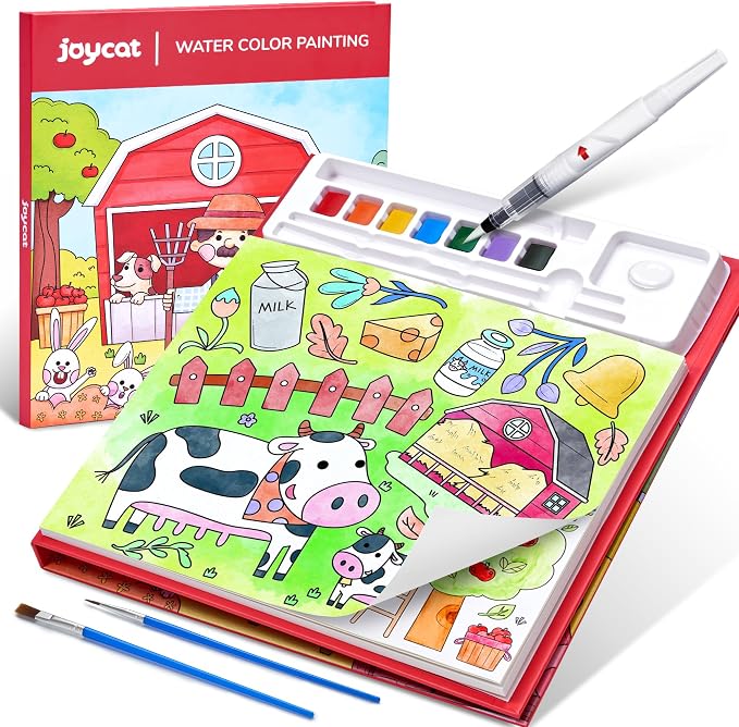 JoyCat Paint with Water Coloring Books for Toddlers (Farm) | Watercolor Painting Set for Kids Ages 3-5 & 4-8, Arts & Crafts Drawing Activity Travel Toy, Birthday Gifts for Boys & Girls