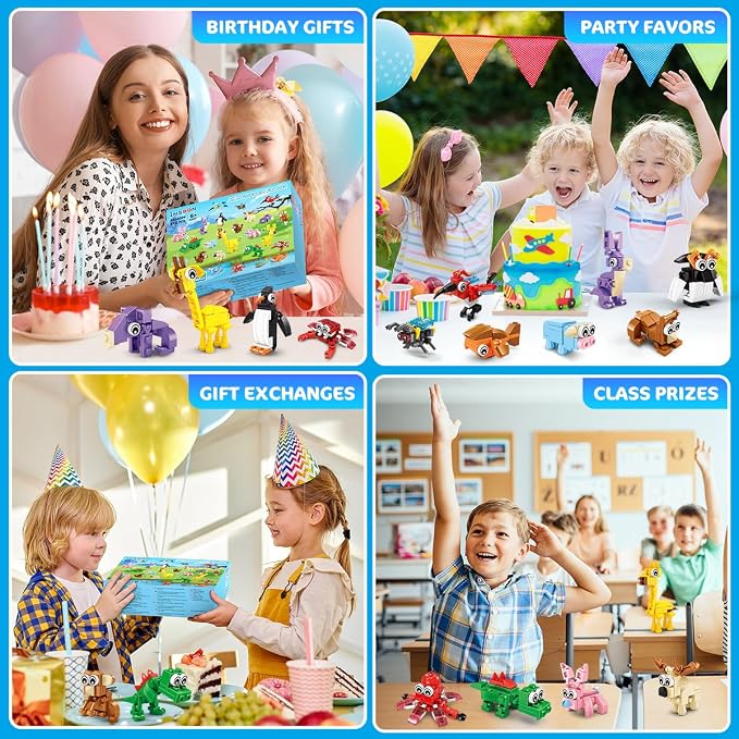INSOON 30 Packs Animal Party Favors for Kids, 810 PCS Mini Animal Building Block Toy Set for Goodie Bag Fillers Classroom Prizes Easter Birthday Children's Day for Boys Girls Student Ages 6+ | 810PCS Mini Animal Building Toy Set for Goodie Bag Fillers ...