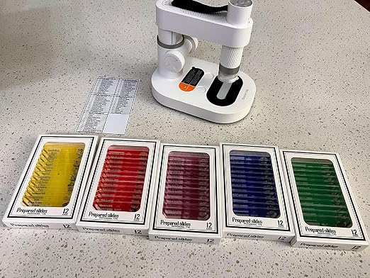 Jiusion 60Pcs Prepared Microscope Slides Specimen Set for Stereo Microscope | Safe Plastic Biological Samples of Animals, Insects, Plants & Flowers for Kids, Students Enlighten Education