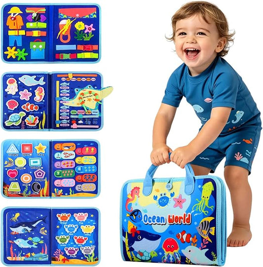 Busy Board Montessori Toys for 2 Year Old Boy Birthday Gift Busy Book | Educational Learning Sensory Quiet Busy Book for Toddlers, Activity Books for Toddlers, Ages 2-4 Travel Toys for Airplane Car