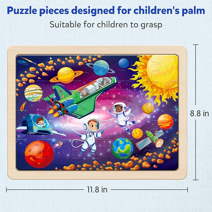 SYNARRY Large Space Planet Solar System Wooden Puzzles for Kids Ages 4-6 | Space & Solar System Puzzles for Kids Ages 3-5, Birthday Gifts for Boys & Girls, Educational Space Toys, Screen-Free Play
