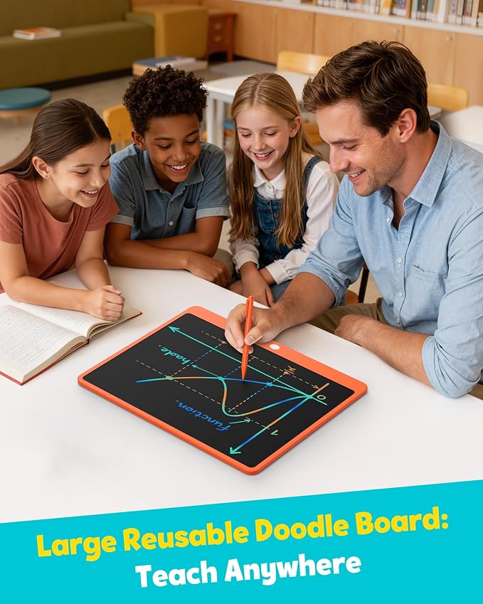 LCD Writing Tablet for Adults, Large Doodle Board, 16 Inch Colorful Drawing Tablet Writing Pad, Toddler Toys for 3 4 5 6 7 8 9 Year Old Girls Boys Teen, Birthday Gifts for Kids (Orange)