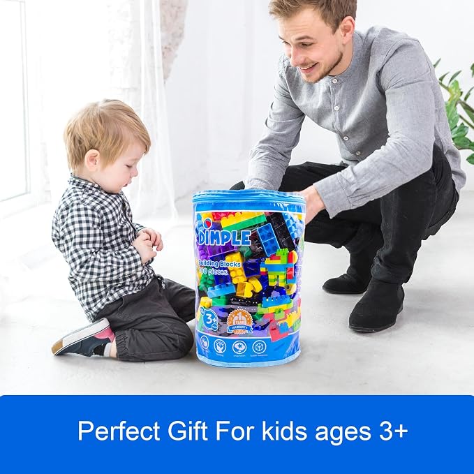 Dimple Large Blocks for Toddlers/Kids Stackable, Multi-Colored, Interlocking Toys Safe, Non-Toxic Plastic Bright Colors, Waterproof Boys and Girls Age 3 + (1200 Pieces)