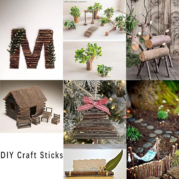 Craft Sticks, Wood Sticks Crafting Twigs Crafts Log Toy DIY Vase Fillers Pumpkin Stems Rustic Decorations Ornaments,Loose Parts Play Materials