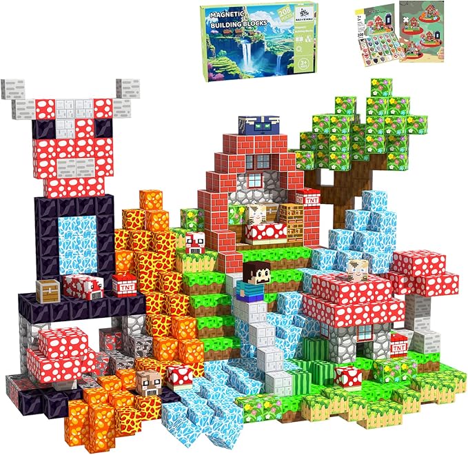 Magnetic Blocks, 208PCS Toys Building Cube Birthday Gifts for Kids | Magnetic Cubes, 0.8 inches Building Blocks, STEM Construction Toys Christmas Birthday Gifts for Kids Boys Girls
