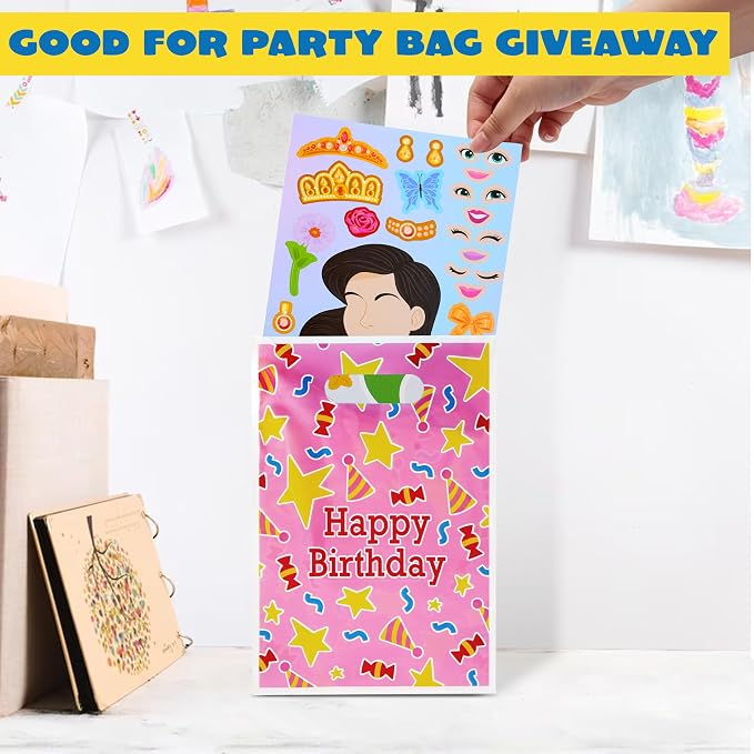 JOYIN 36 Sheets 9"x6" Make a face Stickers for Kids, Make Your Own Princess Stickers, Crafts Birthday Party Favors, Goodie Bags Classroom Activities