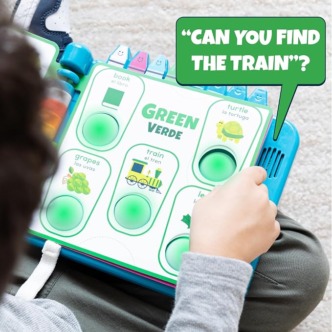 Chuckle & Roar Pop It Book, Colors, English & Spanish, Quiet Mode, 1–4+ | English & Spanish Color Toddler Learning Toys, Quiet Mode Option, Sturdy Plastic Sensory Toys, Busy Book for Toddlers 1-3