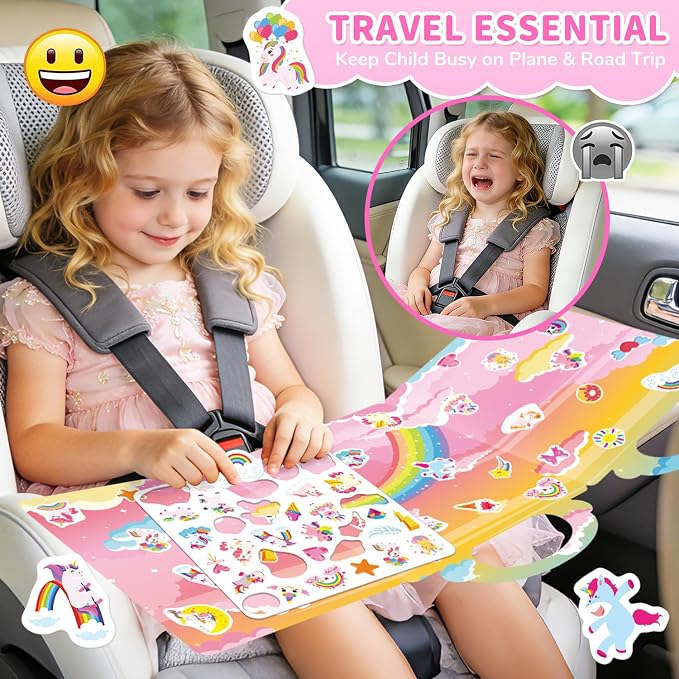 3 Sets Reusable Sticker Book for Toddlers 3-6, Jelly Sticker Books for Toddler, Travel Sticker Activity Toys for Kids 3 4 5 6 Years Old Girls & Boys(Princess+Mermaid+Elves World)