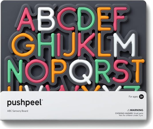 Pushpeel Advanced ABC Tracing Puzzle Board (Best for Ages 4+) – Silicone Learning Toy for Pre-Writing & Fine Motor Skills – Quiet Sensory Travel Activity Toy for Kids – Uppercase Alphabet, Granite