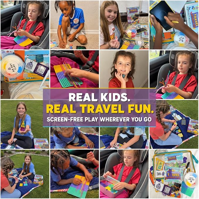 Road Trip Essentials for Kids Kit with 10+ Screen Free Activities | Roadtrip, Car Ride and Airplane Activities, Sensory Toys, Travel Games, Crafts, Fidgets, For Boys and Girls