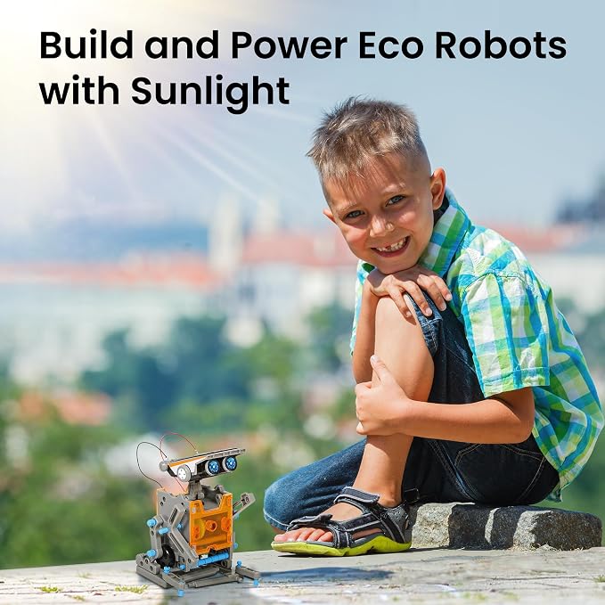 Sillbird 12-in-1 Solar Robot Building Kit STEM Gift for Boys Ages 8-13 | Powered by the Sun, Engineering Skills, DIY Educational Kit, Birthday Presents for Kids, Buildable Learning Set, 190 Pieces