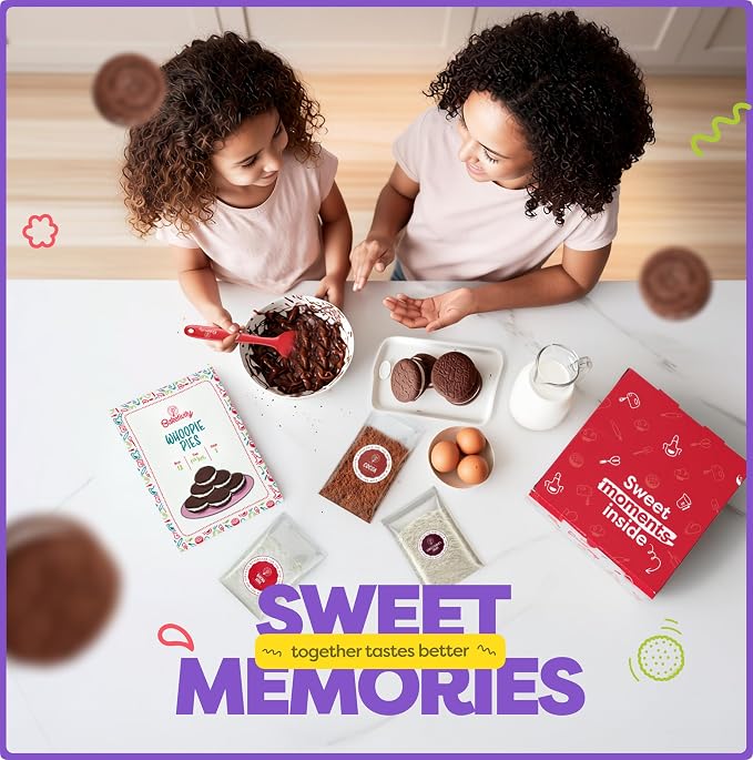 Baketivity Whoopie Pie Kids Baking Kit with Pre-Measured Ingredients | DIY Activity Kit Featuring Easy Recipe, Family Fun, and Delicious Homemade Treats Gift Idea for Boys and Girls Ages 4-12