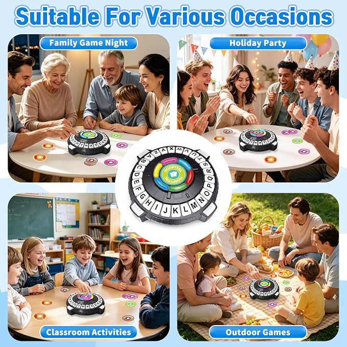 Family Board Game for Kids and Adults, Light-Sensing Word Game with 3 Modes | Fast-Paced 26-Letter Game with Timer for Family Game Nights and Parties, 40 Double-Sided Category Cards, 2–6 Players, Ages 8+