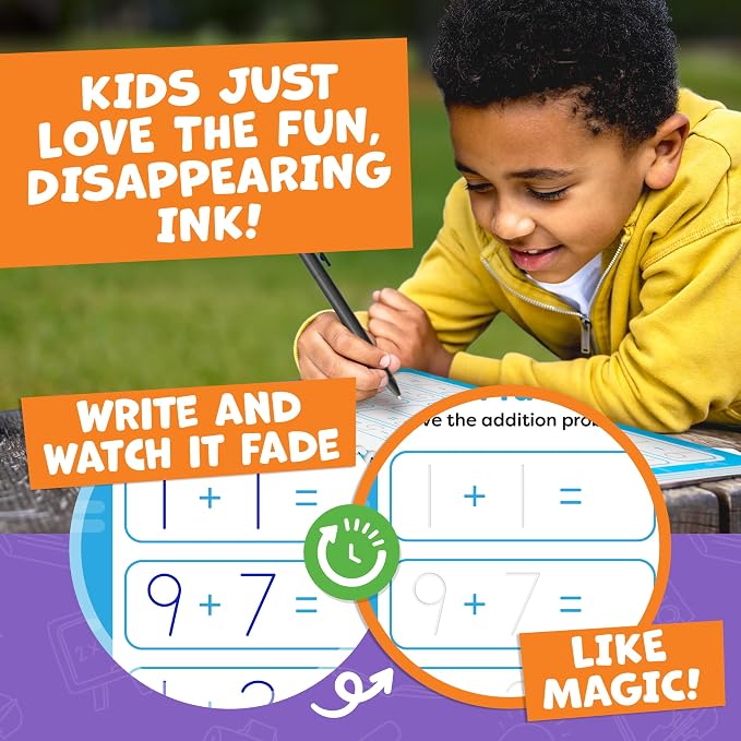 Magic Grooved Writing Practice Books & Kindergarten Workbooks Ages 3-7 | Reusable Handwriting Copybook Set with Disappearing Magic Ink Pens for Preschool Learning