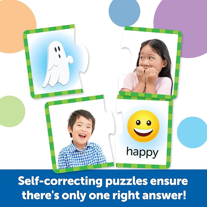 Learning Resources Feelings & Emotions Puzzle Cards - SEL, Emotional Regulation Tools for Kids, Toddlers Calming Corners, Montessori Essentials, Matching Games, Flash Cards, Homeschool, Preschool
