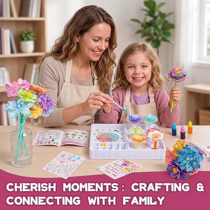 Mimiblooms Paper Flowers Science Kit for Girls for Girls 6 7 9 10 11 Years | Magic Flower Paper Color Science Dyeing Kit, Arts&Crafts for Kids Age 8-12, Science Experiments Color Changing for Girls
