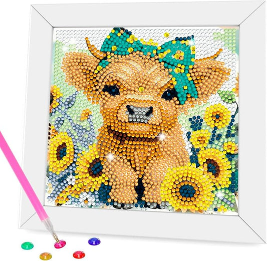 Nardoll Diamond Art Kits for Kids - Arts and Crafts for Kids Ages 4-8-12 - Dimond Art Painting with Wooden Frame - GEM Art for Girls Gifts Boys Adults Beginners Home Wall Decor(7x7inch)