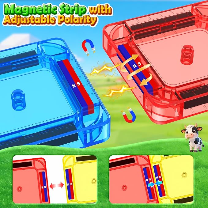 Mini Magnetic Tiles Farm Travel Set, Magnet Building Blocks for Toddlers, STEM Travel Toys with Metal Storage Box, Christmas Birthdays Gifts for Kids Ages 3+