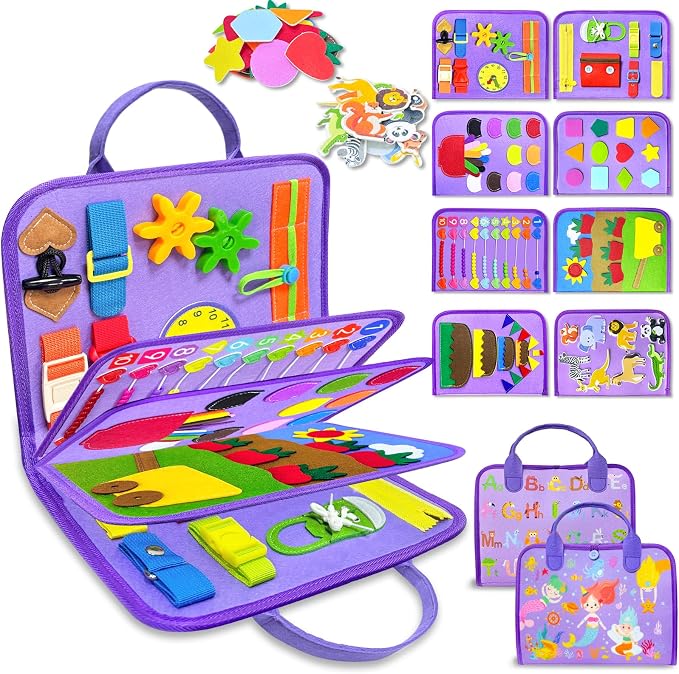 Busy Board Montessori Toys for Toddler Boy Girl Gifts Busy Book | Airplane Car Travel Toy, Learning Educational Toys, Activity Book, Toddler Activities, Sensory Toys, Fine Motor Skills