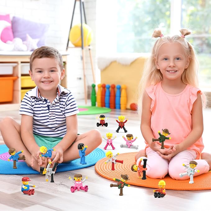 PicassoTiles Magnetic Character Figures Set, Toddler Style STEM People Toy | 16 pcs, creative pretend roleplay, open ended construction, interactive building block accessories, safe non toxic, ages 3+
