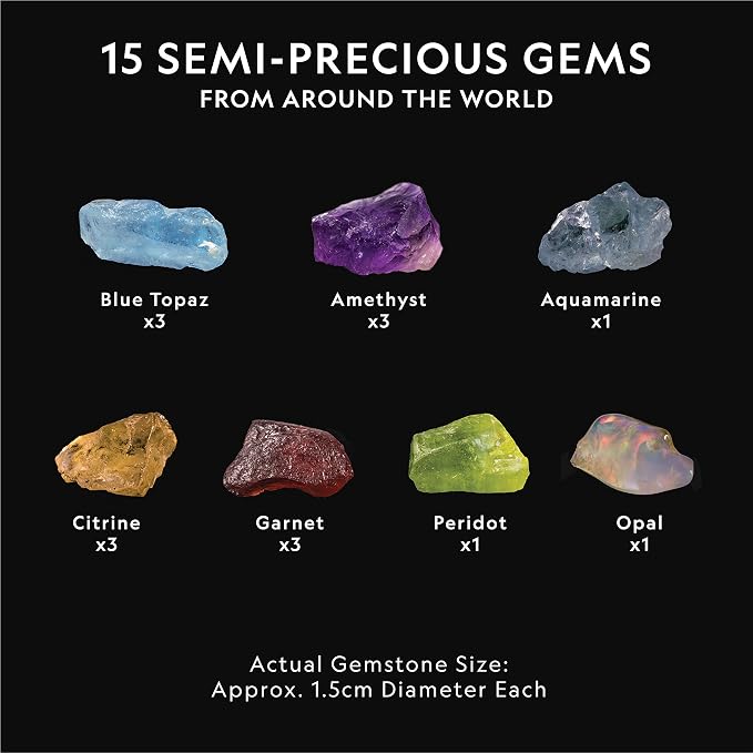 National Geographic Semi-Precious Gemstone Dig Kit for Kids - 15 Real Gems Including Amethyst, Garnet, Opal, Blue Topaz, and More, STEM Rock Collection Activity, Dig Brick, Science Kit for Kids | 15 Real Gems, Amethyst, Garnet, Opal & Blue Topaz, Dig B...