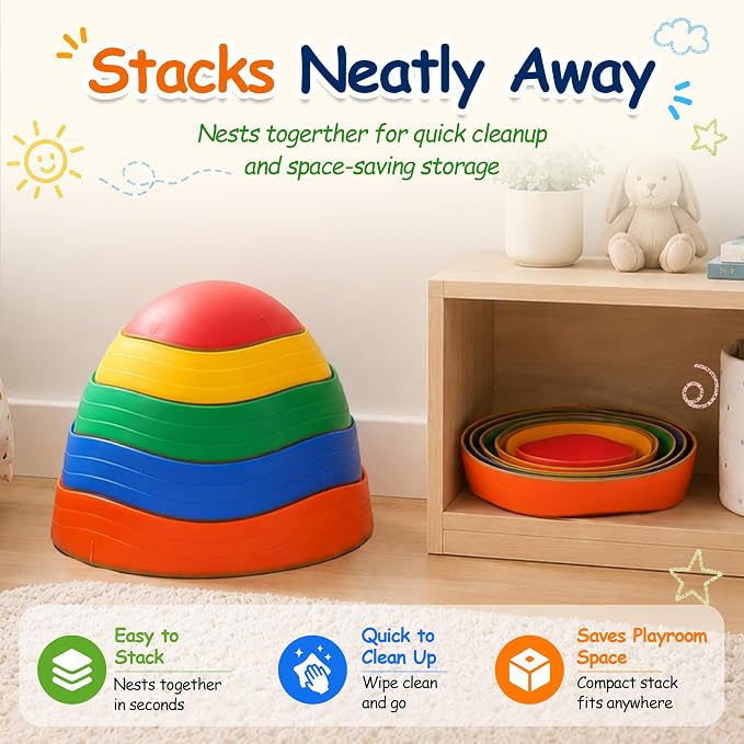 Balance stepping stones for kids 10pc, non-slip toddlers sensory toys outdoor or indoor play, promoting motor skills and confidence,Coordination Toys for children age 3 4 5 6 7+