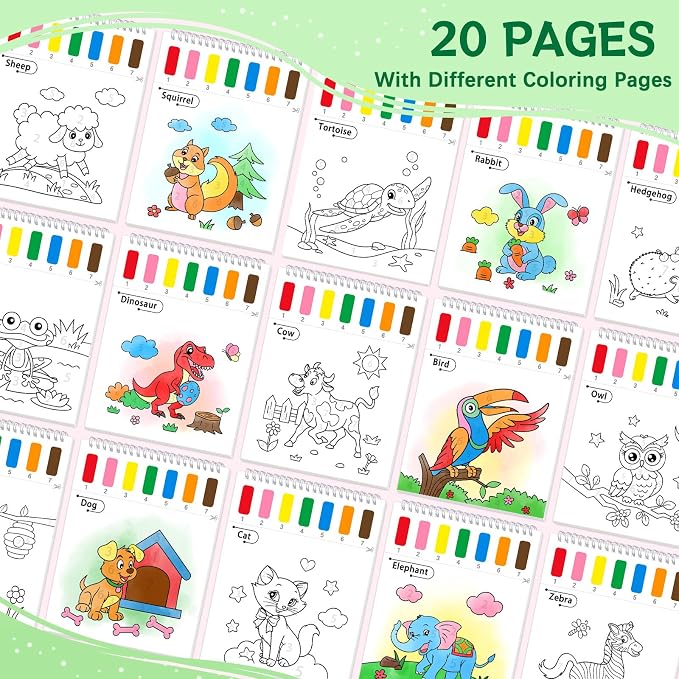 SOCOLER Paint with Water Coloring Books for Toddlers,Animal Theme Mess Free Watercolor Painting Papers for Kids Water Color Paint Kit Art Craft Gift for Ages 1-3, 4-8