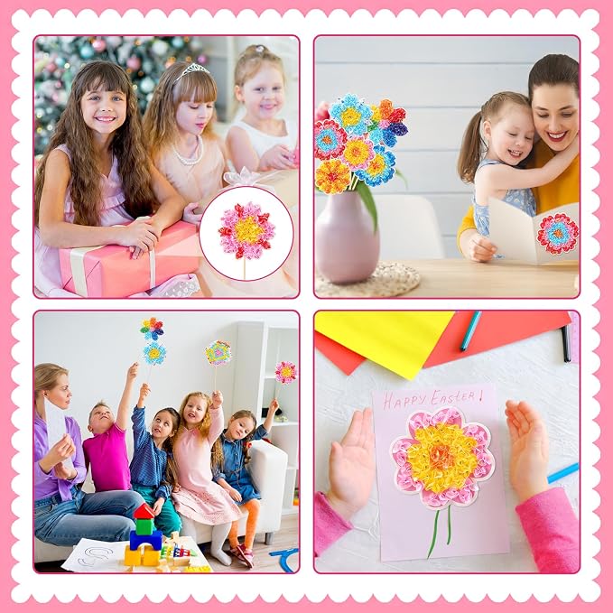 Fennoral 24 Pack Flower Poke in Art for Kids Make You Own Flower Bouquet Craft Kit DIY Poke EVA Foam Craft for Girls Boys for Classroom Art Activity Mother's Day Decoration MOM Gift