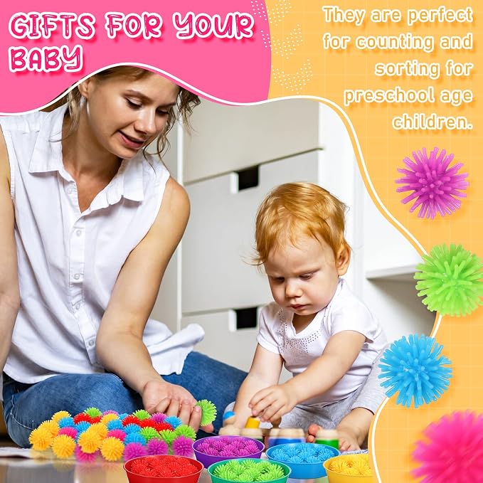 Leitee 71 Pcs Sensory Bin Filler,Blue,Regular | Hedge Balls Tweezers Clips Cups, Fine Skills Toys Set for Kids Counting Sorting, Sensory Bin Tools Preschool Learning