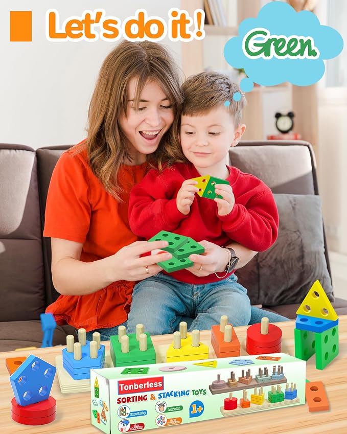 Montessori Toys for 1 2 3 Year Old Boy Girl, Toddler Learning Toys Gifts | Montessori Toy, Toddler Toy 2-3, Boy Girl Birthday Gifts, Wooden Block, Sensory Toy, Puzzle, Shape Sorter, Toddler Activities