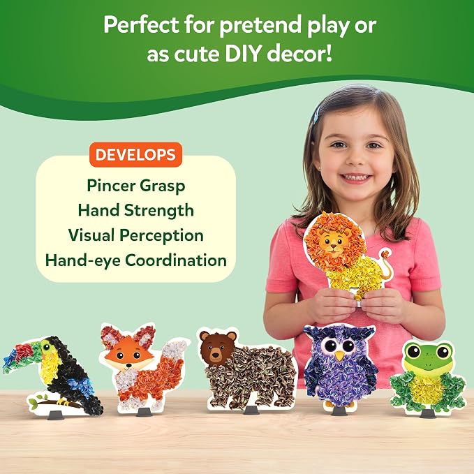 Skillmatics Poke-in Art – Animals, Wood Craft Kit, Gift for Boys & Girls | DIY Mess-Free Fun, Lion, Bear, Fox, Fine Motor Skills, Screen-Free, Travel Activity, Ages 4, 5, 6, 7, 8, 9