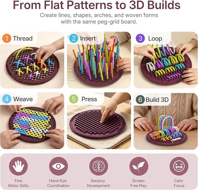 Sensory Activity Board:Fidget Toy for Anxiety, ADHD Kids & Adults | sensory toys for Kids 3+ and Adults, with 25 pull strings and a portable bag for travel, classrooms and everyday play
