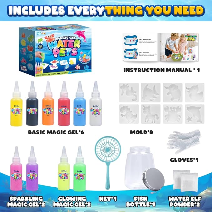 Magic Water Elf Craft Kits, Squishy Toys Arts and Crafts for Kids Girls | Squishy Making Kit, DIY Squishies Water Pets, Toddler Kids Toys Birthday Boys Girl Gifts, Crafts for Kids Ages 3 4-6 4-8 8-12