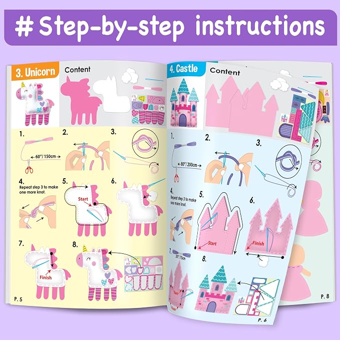 EZCRA Fairy Sewing Kit for Kids Ages 4-8 - 8 Felt DIY Projects | Learn to Sew Craft Kit - Beginner Sewing Projects for Girls - Gift for Kids with Full Instructions & Felt Stickers