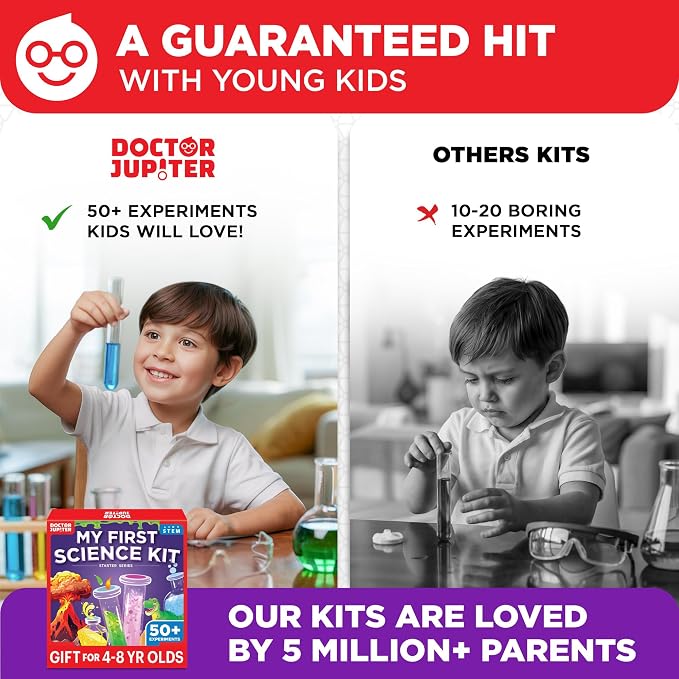 Doctor Jupiter My First Science Experiments Kit for Kids Ages 4+ | Birthday Gift Ideas for Boys & Girls 4, 5, 6, 7, 8 Year Olds, Science Kits for Kids Ages 5-7, STEM Educational Toys
