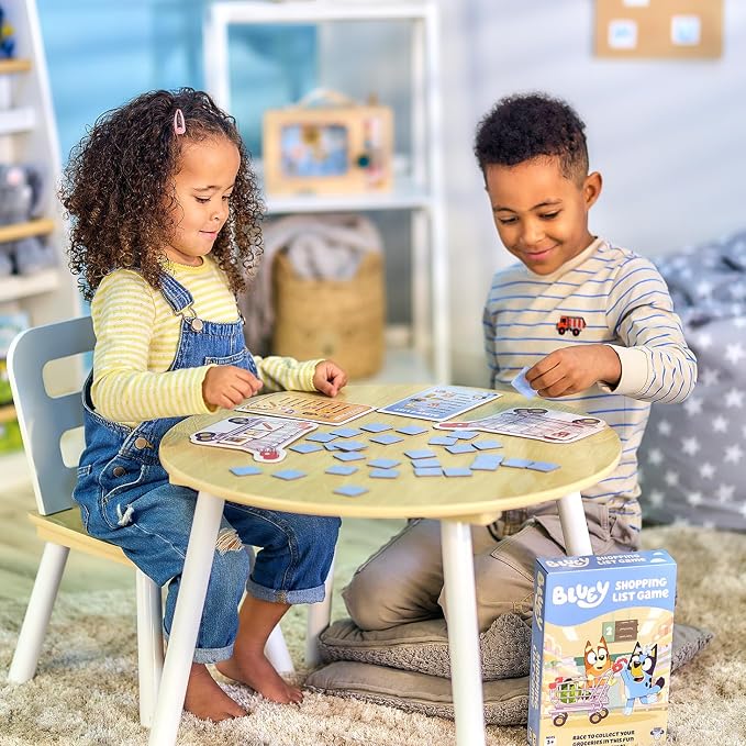 Bluey Shopping List Game, Memory & Matching Supermarket Game | Race to fill trolley with Bluey, Bingo, Bandit & Chilli, 2-4 players; family game for kids ages 3+