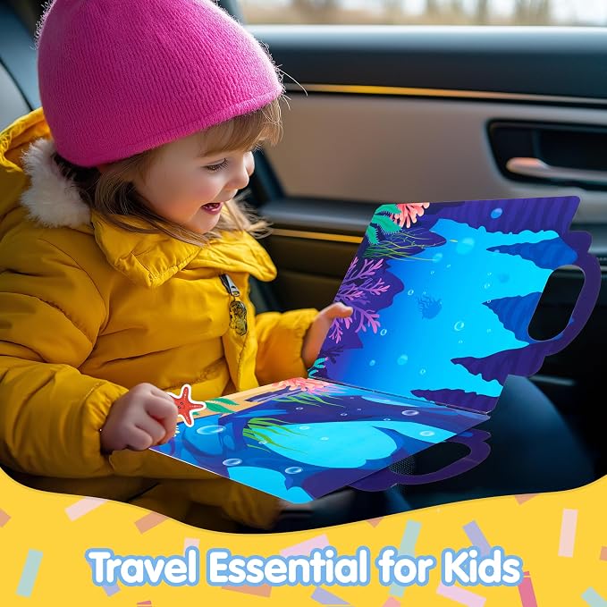JOYIN Ocean Animals Reusable Sticker Book for Toddlers, 3D Sticker Book for Kids 3 4 5, Travel Essentials, Airplane Activity Toys, Crafts Gifts, Birthday Gifts