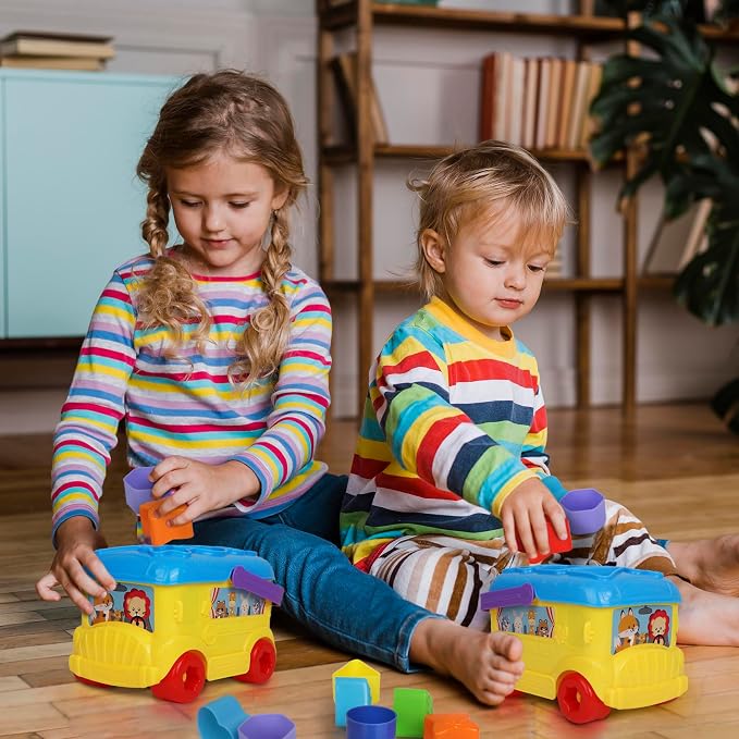 Bus Shape Sorter Toy - Kids Block Sorter with 16 Colorful Shapes - Sorting Toys for Toddlers 1-3 - Creative Play Learning Skills Development