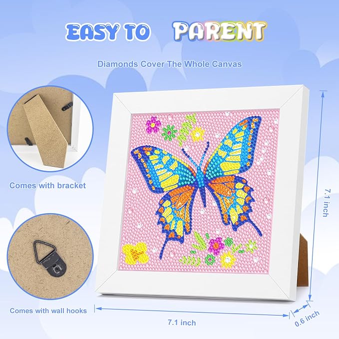Diamond Art Kits for Kids - Crafts for Girls 8-12 - Diamond Art Painting with Wooden Frame - Arts and Crafts for Kids Ages 4-6 8-10 - GEM Art Supplies Dots for Adult Beginners Home Wall Decor Gifts