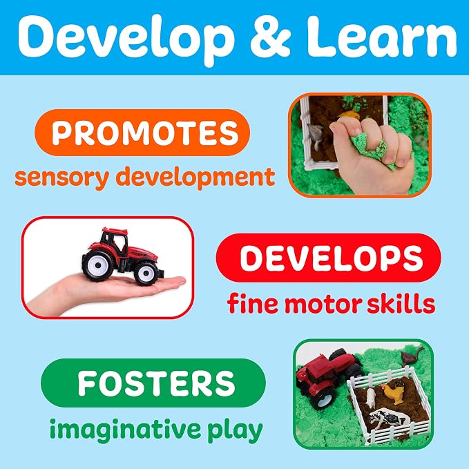 Creativity for Kids Sensory Bin: Farm | Calming, Screen-Free Play with Sand, Animals & Tools | Summer Activities for Toddlers | Back to School Fun (Ages 3+)
